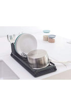 117268 Compact Dish Drying Rack with Draining Tray, Dark Grey