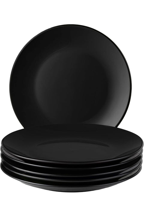 – 6 x Plate/Dinner Plate Set Stoneware Ceramic Tableware Set - Le Papillon Collection (Black, 26 cm)