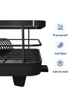 Black Stainless Steel Dish Drying Rack With Cutlery Holder Compact Space Saving Design For Small Kitchen