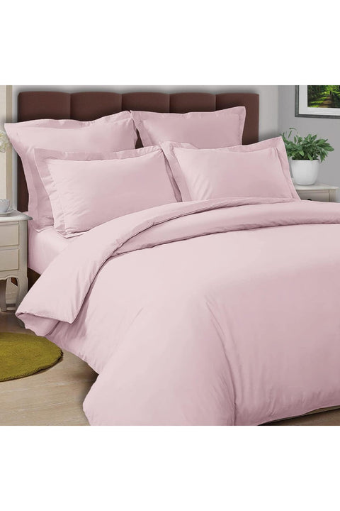 Cotton Queen Duvet Cover 220x230 cm, Light Pink, 100% Long Staple Cotton Percale Weave Quilt Cover with Button Closure (Bedding Set - 3 pc)
