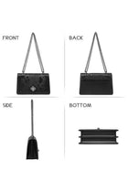 Women’s PU Crossbody Bag, Chain Flap Snake Texture, for Daily Commuting, Dating, Office (Black)