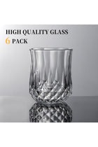 Diamond Glassware Set of 6, Premium Crystal Tumbler - 7oz Classic Tumblers for Beverages - Gift for Men, Dads, and Collectors