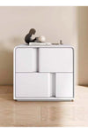 Multipurpose Use Italian Luxury Creative Leather Wrapped Nightstand Household Bedside Table Bedroom Storage Box Round Corner Spacious Tabletop Side Table with 2 Drawers 50x40x48 cm (Fully Assembled)