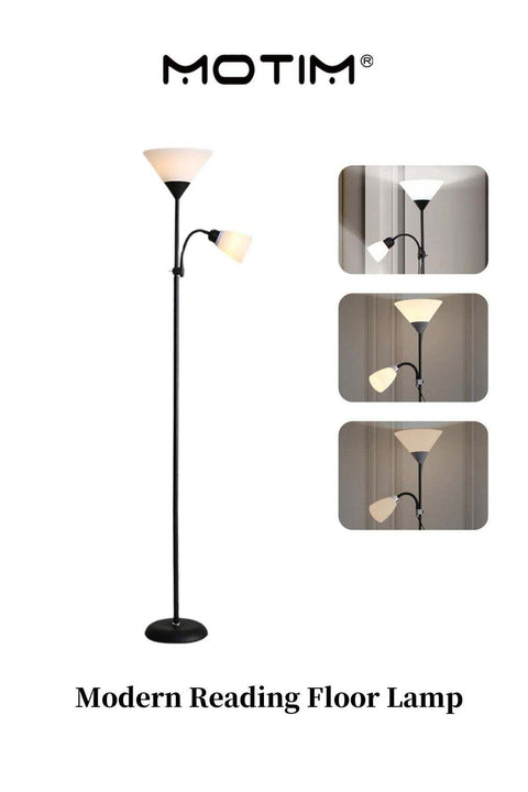 Modern Reading Floor Lamp 2-Light with Adjustable Flexible Gooseneck Tree Standing Lamp for Living Room