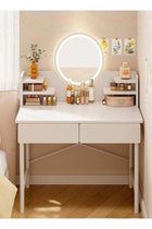 Makeup Vanity Table, Dressing Table With 3 Modes Adjustable Lighted Mirror ,2 Drawers Makeup Storage Cabinet Small Vanity Tablle for Bedroom(80×40×126CM）