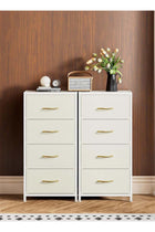 4-Drawer Dresser Vertical Storage Tower Fabric Dresser for Bedroom, Hallway, Entryway, Closet Organizer, Nightstand Bedside Table Furniture,Wooden Top,White