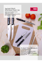 7-Piece Kitchen Knife With Plastic Cutting Board Set Black/Silver/White