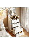 -Long Bedroom Dresser, Makeup Vanity Table, Vanity Desk with LED Mirror and Stool, Dressing Table with Chair, Makeup Tables with Cabinet, White Bedroom Bedside Table for Women Girls, SZZ007