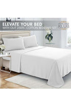 3-Piece Queen Bed Sheet Set – 100% Cotton Sateen Stripe Patterned – White