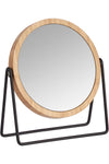 Round Tabletop Mount Dressing Table Mirror with Silver and Bamboo Rim-1X/5X Magnification, 18.3 x 7.3 x 20.7 cm