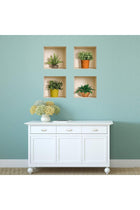 Art Magic 3D PVC Removable Wall Sticker Decals DIY, Set of 4, Green and Brown Plants, DY0725-WJH