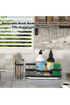 Kitchen Sink Shelf,Soap Sponge Drain Rack Holder,304 Self-Drainage Kitchen Sink Caddy,Rustproof Waterproof Quick Drying Dish Sponge Organizer,Bathroom Accessorie(Black)