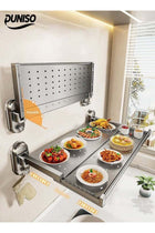 Wall Mounted Suction Cup Kitchen Prep Station，Multi Functional Foldable Expandable Dish Rack，Easy Installation,Waterproof And Rust Proof,