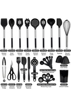 Cooking Utensils Set, 40 Pcs Silicone Kitchen Utensils Set with Holder (Black)