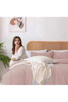 Double Size Duvet Cover Set (Blush) - 3 Pcs Brushed Microfiber Plain Dyed Quilt Cover - Bedding Set
