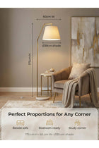 LIGHTING Modern Fabric Floor Lamp, Gold Iron Body with Marble Base, Adjustable Angle, E27 Bulb Included