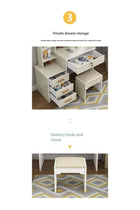 Vanity Table with LED Light Mirror, Multifunctional Makeup Dressing Table with Drawers and Storage Cabinet, Girls and Women's Bedroom Dresser with Open Shelves and Stool, White（SZZ008)