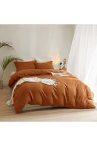 Terracotta Duvet Cover Queen Size Burnt Orange Duvet Cover Soft 3 Pieces Microfiber Bedding Set Rust Color