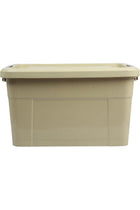 Storage Box 100 L With Lockable Lid & Wheels | Clear Plastic Organizer |Storing Clothes, Toys, Tools, Medicine, Office/Kitchen Supplies, Arts & Crafts (Beige)
