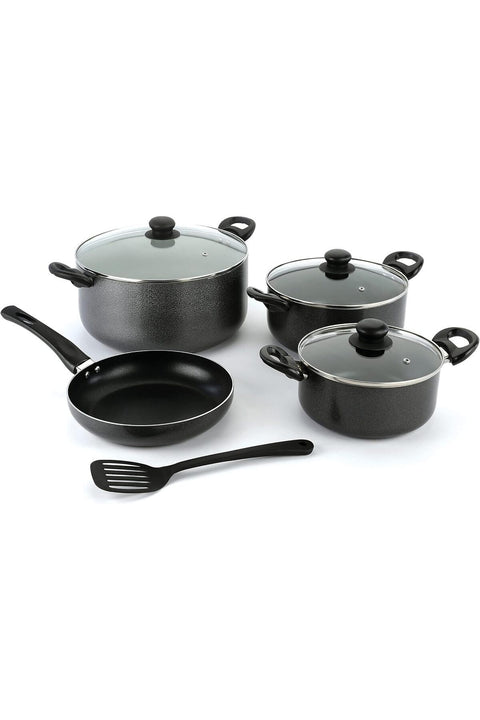 8 Piece Non Stick Cookware Set DC2911 CD Bottom, Bakelite Handles And Glass Lid Casserole, Fry Pan, Nylon Turner