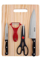 4-Piece Knife Set With Cutting Board Multicolour 35x25x1cm