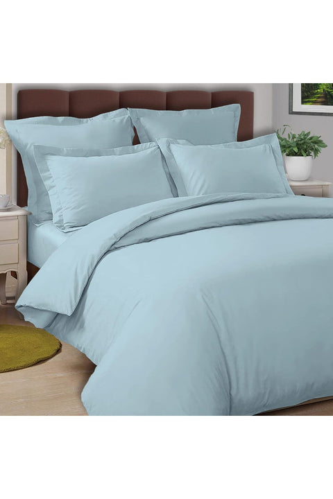 Cotton Double Duvet Cover 200x200 cm Baby Blue, 100% Long Staple Cotton Percale Weave Quilt Cover