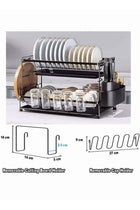 2 Tiers Large Kitchen Dish Rack with Removable Cutting Board Holder Utensil Holder and Cup Holder