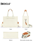 Women's Canvas Tote Bag with Top Handle and Multi Pocket Design Crossbody Shoulder Purse with Spacious Interior for Daily Work