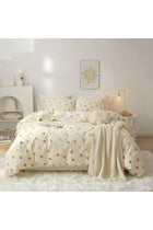 Kids Girls Bedding Set Double, Yellow Strawberry Cute Soft Zipper Childrens Full Bed 3 Piece Cover Duvet Quilt Covers