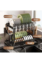 Dish Drying Racks for Kitchen Counter Large Capacity Double-Layer Dish Drying Rack - with Knife/Utensil & Cutting Board Holder, Drainage Tray (white)