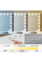 Hollywood Vanity Mirror with LED Lights, Touch Control, Large Makeup Mirror with 15 Bulbs, White (15LED White 60cmx52cm)