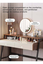 Modern Makeup Vanity Desk with Mirror and Lights, Vanity Table Set with LED Mirror 2 UK Plug+2 USB Dressing Table With Drawers, Bedroom Dresser LED Mirror Dressing Table for Bedroom Brown