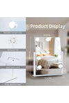 Vanity Mirror with Lights, Lighted Vanity Mirror with 9 Dimmable Bulbs for Dressing Room & Bedroom, 3 Color Lighting, Modes Detachable 10x Magnification 360°Ratation