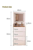 Dressing Table With Cabinet And Stool,Minimalist Vanity Desk with Flip Top Mirror and Lights,Corner Makeup Vanity Table With 3 Drawers,Cream Wind Multi-functional Bedside Table Storage Shelf