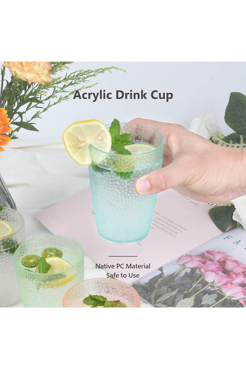 Unbreakable Plastic Drinking Glasses Set of 4, 350ml Reusable Tumblers, Colorful, BPA-Free, Dishwasher Safe, Water Juice Cups, Ideal for Gifts
