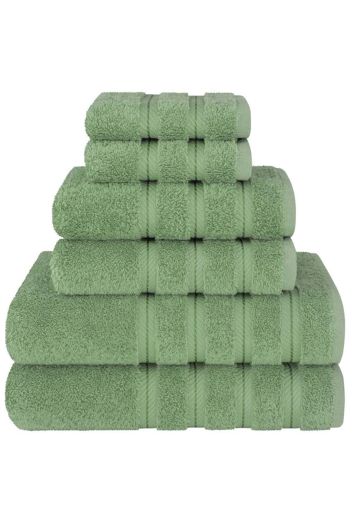 Safi Plus Towel Set Luxury Hotel Quality 600 GSM Genuine Combed Cotton, Super Soft & Absorbent Family Bath Towels 6 Piece Set - 2 Bath Towels, 2 Hand Towels, 2 Washcloths - Sage Green