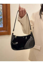 Solid Black Minimalist Crescent Shoulder Bag for Women – Stylish Faux Leather Purse with Zipper Closure for College & Daily Outings