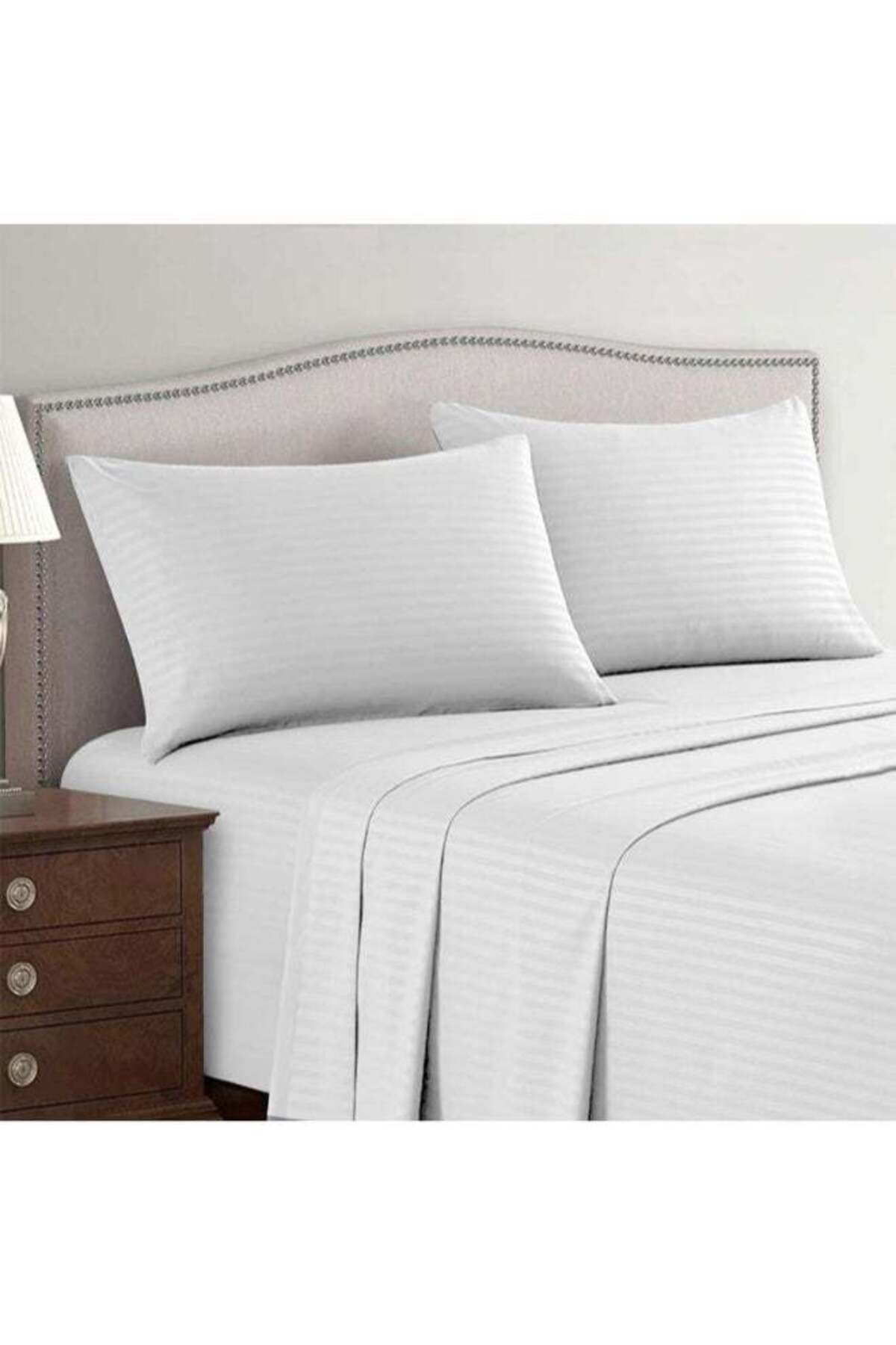 3-Piece King Bed Sheet Set – 100% Cotton Sateen Stripe Patterned – Size: 260x280cm + 2 Pillowcases