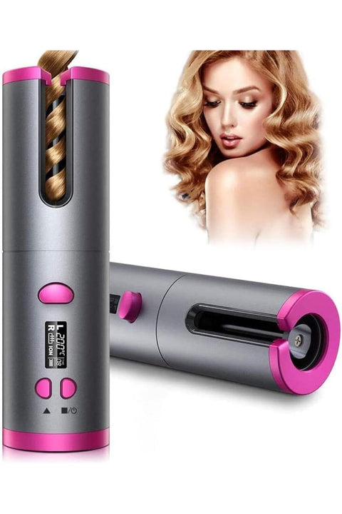 Automatic Cordless Auto Hair Curler With Accessories Black/Pink