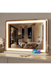 58 x 48cm Vanity Mirror with Lights, Large Smart Makeup Mirror with LED, Dimmable 3-Color Light, USB Charging Port and Magnifying Glass
