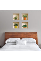 Art Magic 3D PVC Removable Wall Sticker Decals DIY, Set of 4, Green and Brown Plants, DY0725-WJH