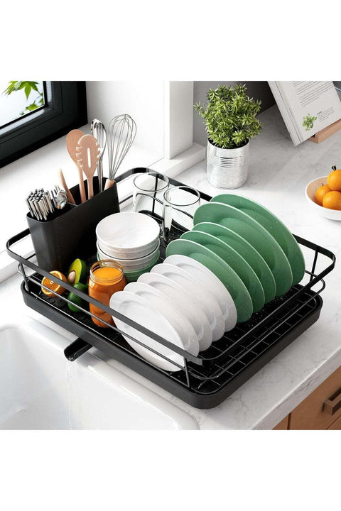Dish Drying Rack- Space-Saving Dish Rack, Dish Racks for Kitchen Counter, Stainless Steel Kitchen Drying Rack with a Cutlery Holder, 12''W x 15''L