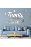Azonee 3D Acrylic Mirror Decal Wall Decor Stickers Family Letter Quotes Wall Stickers Removable DIY Motivational Family Butterfly Mirror Stickers for Home Living Room Bedroom Office Wall Decorations