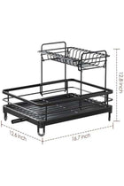 Dish Drying Rack, Multifunctional Dish Rack, Rustproof Kitchen Dish Drying Rack with Drainboard, Space-Saving 2-Tier Dish Drying Rack with a Large Capacity for Kitchen Counter, Stainless Steel D