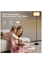 Floor Lamp, Dual-layer lampshade, Tri-color dimmable, Vertical Standing, Black Metal, 12 Watt