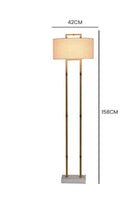 Modern Gold Floor Lamp with Fabric Shade – Elegant Tall Standing Lamp with Sturdy Base, Soft Ambi
