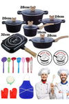 Non-stick Coating Cookware Set - Granite Coating - Cast Aluminum Pots and Pans Set - Casserole, S