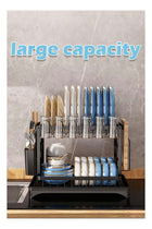 2-Tier Dish Drying Rack, Stainless Steel Dish Rack with Cutlery Utensil Holders for Kitchen, Organization and Storage