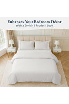 100% Organic Cotton Duvet Cover Set - Double Size, White 3-Piece Bedding Set, Soft Breathable Fabric