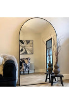 Arched Full-Length Floor Mirror Large Black Frame Dressing Mirror for Bedroom & Living Room (180X90cm)